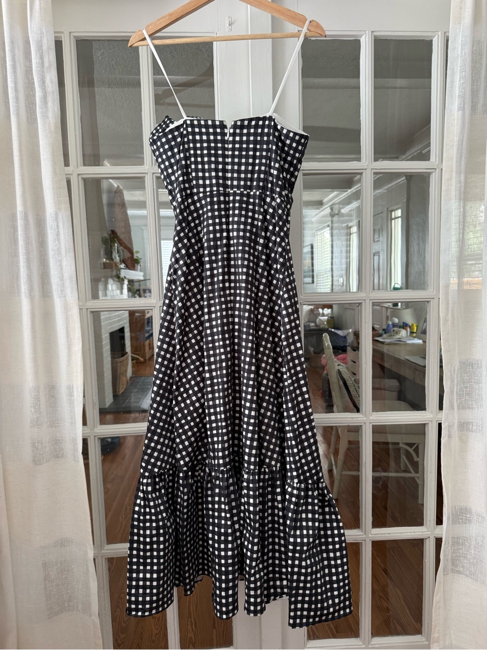 Hutch Bow Tie Maxi Dress in Oxford Print Black and White Gingham - Picture 3 of 7